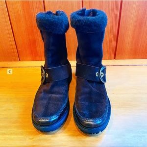 Stuart Weitzman Brown Suede Faux Shearling Ankle Boots Size 6.5